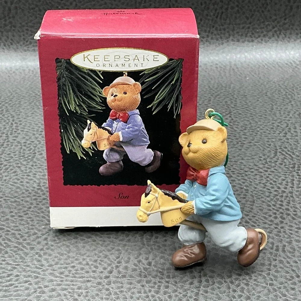 Vintage 1996 Hallmark Keepsake Son Bear Christmas Tree Ornament Brown W Box